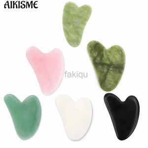 Massage Stones Rocks 1pc Gua Sha Jade Stone hartvormige spa handgemaakte anti rimpel gezicht ontspannende zorg schoonheid huidverzorging gua sha tool massager voor gezicht 240403