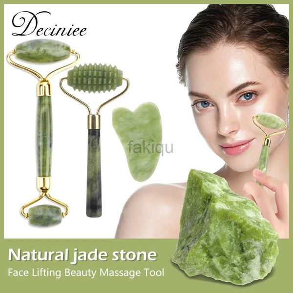 Massage Stones Rocks 2pcs / Kit Gua Sha Masseur pour la garderie jade rollers Beauty Health Scrassement Chin de menton Natural Stone Gouache Massage 240403