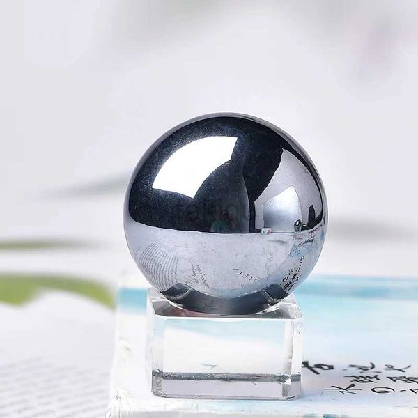 Massage Stones Rocks 40 mmnnatural Terahertz Ball Mineral Crystal Mineral Specimen Healing Health Care Massag Ball Home Decoration Energy Stone Collect 240403