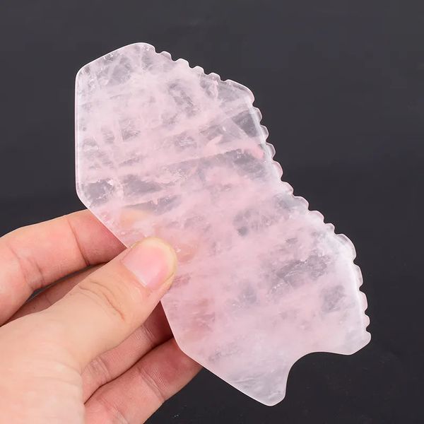 Piedras de masaje Rocas Peine Cuarzo rosa Gua Sha Herramienta Piedra natural Masaje corporal Herramientas para el cuidado de la salud SPA Raspado Masajeador multifunción Cabeza Cara 231007