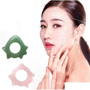 Piedras de masaje Rocas Gua Sha Mas Anillo para Scra Facial Cuerpo Piel Cuarzo rosa Acupresión Scrapper Tools Xb Drop Delivery Health Beau Dhcpd