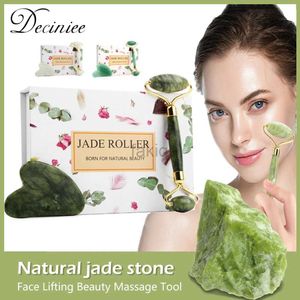 Massage Stones Rocks Gua Sha Massager Rouleau pour soins faciaux Jade Rouleau Beauty Scorting Chin Lift Natural Stone Muscle relaxant Tool de massage corporel 240403