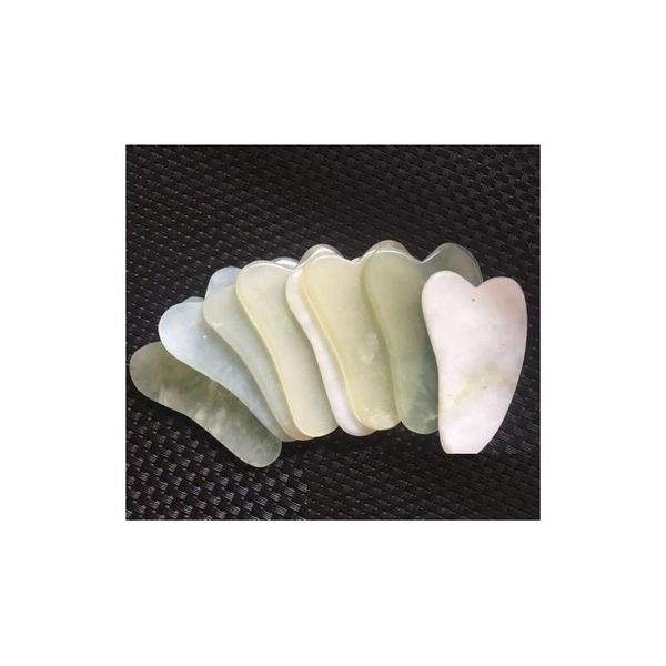 Massage Stones Rocks Natural Gua Sha Board Green Jade Stone Guasha Cure Acupuncture Mas Tool Corps Visage Relaxation Beauté Santé Ca Dhwrz