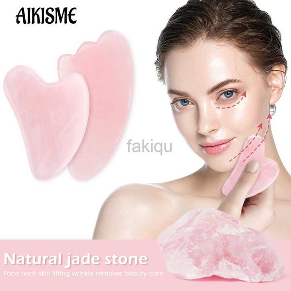 Massage Stones Rocks Natural Jade Gua Sha Board Original Rose Quartz Facial Massor Roller Masaje Masaje de masaje Campo de levantamiento Marca de cara de elevación de la cara 240403