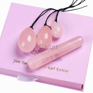 Massage Stones Rocks Natural Rose Quartz Yoni Ei Set Jade Egg Vaginale spier Stuur Kegel Oefening Crystal Yoni Wand Vrouwelijke hygiëne Massage Stone 240403