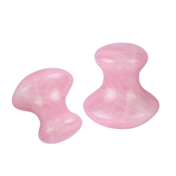 Piedras de masaje Rocas Cuarzo rosa natural Aventurina verde Forma de hongo Gua Sha Guasha Tablero de herramienta de raspado para meditación relajante