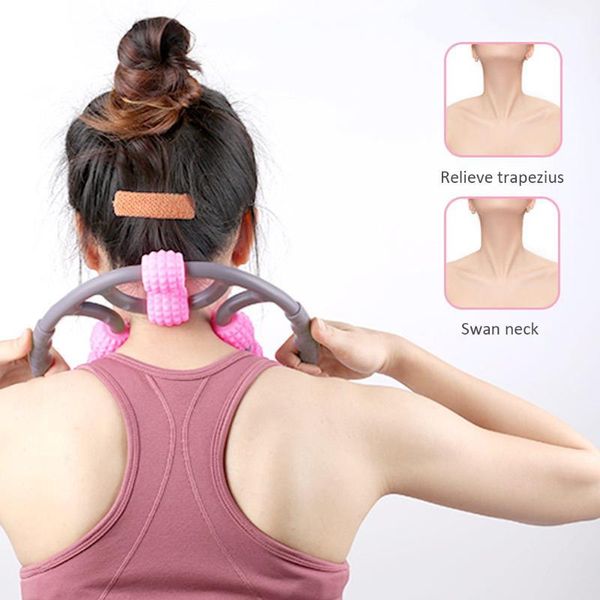 Pierres de massage roches rouleau de yoga en forme de U 8 roues point de déclenchement pour bras jambe cou muscle corps fatigue outil levé thérapie de santé soins stress