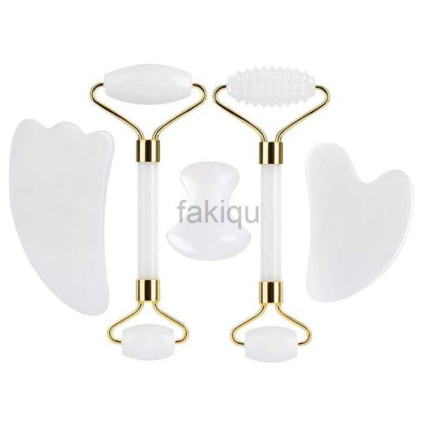 Massage Stones Rocks White Jade Face Roller Gouache Guasha Bracka Set Natural Stone Masseur facial Gua Sha Massage Beauty Beauty Skin Care v Face Tools 240403