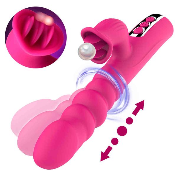 Massage télescopique oscillant gode vibrateur langue clitoridienne léchant masseur point G vagin stimulateur sexe Machine jouets pour adultes pour Couple
