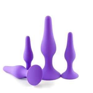 Jouet de massage Silicone Backyard Anal Plug Ensemble de quatre pièces de perle de traction Mains libres Ventouse Adulte Sexy