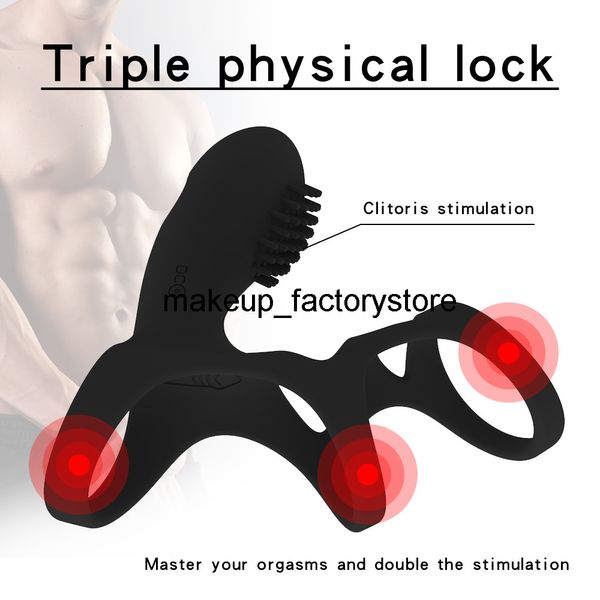 Massage sans fil télécommande vibrant anneau de pénis USB Rechargeable stimulateur clitoridien brosse Stimulation Sex Toys pour hommes Sexy Shop