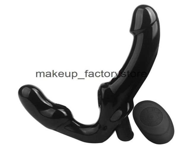 Masaje inalámbrico remoto lesbiana GSpot clítoris vibrador consolador adultos sin tirantes Strapon consolador juguetes sexuales para parejas doble cabeza Vibrat8194599