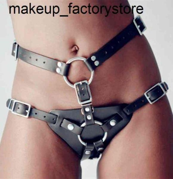 Massage femmes en cuir harnais gode Brotte de ceinture de ceinture sur des jouets sexuels pour adultes pour femmes produits Punk gothic bdsm bondage Panti1873729