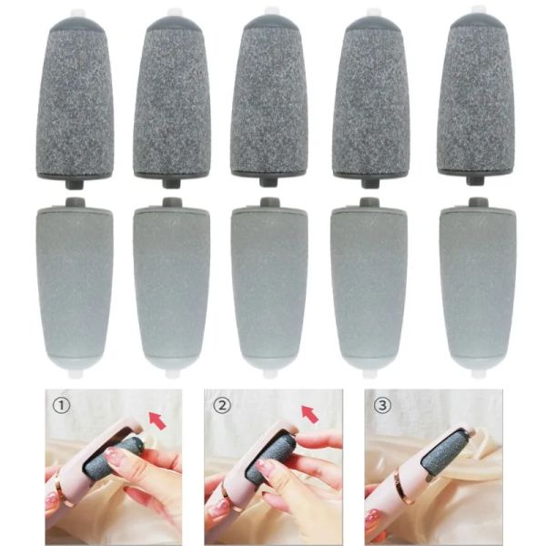 Masseur 10/5 PCS Remplacement plus grossier Remplacement REFLOPLIÈRE Tête de rouleau Gris foncé pour les outils de fichier de pied de pédicure électrique Accessoires d'outils