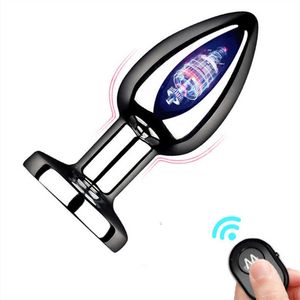 Massager 10 Modi Draadloos afstandsbediening Metaal Anale buttplug vibrator voor vrouwen Men Masturbatie