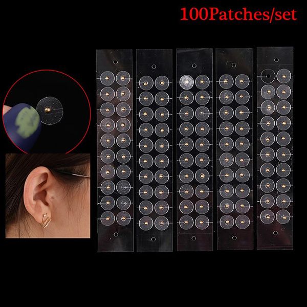 Masseur 100 pièces/ensemble autocollants de Point d'oreille clairs bâton de pression d'oreille Acupuncture perles magnétiques autocollants d'oreille auriculaire Massage Ear Stickers