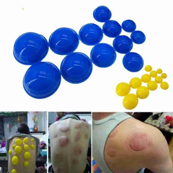 Masajeador Juego de 12 piezas de ventosas de vacío, cuerpo completo, masaje de silicona, latas de terapia con ventosas, ventosas adelgazantes de goma para el cuerpo, masajeador de espalda