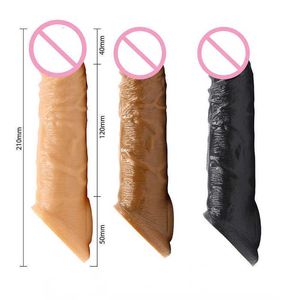 Masseur 21 cm Silicone réaliste pénis Extender anneau de coq réutilisable manchon agrandisseur pour retarder l'éjaculation