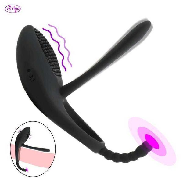 Masseur 3 en Cockring vibrateur pour Couple sangle sur anneau de pénis hommes coq Extender serrure femmes Clitoris stimulateur Plug perles anales