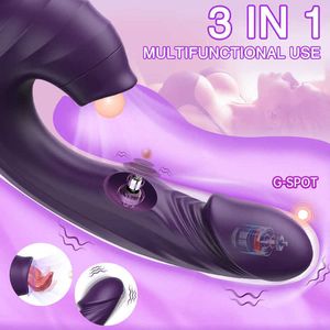 Masseur 3 en succion vibrateur clitoridien léchage langue stimulateur gode vibrateurs femmes vitesses étirement adultes pour les femmes
