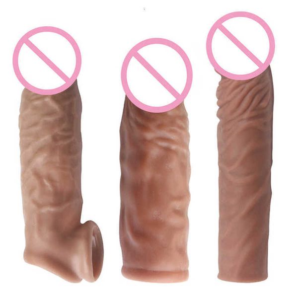 Masseur 3 Types de manchon d'extension de pénis réutilisable pour hommes, retarde l'éjaculation, verrouillage du coq, produits de sperme pour adultes