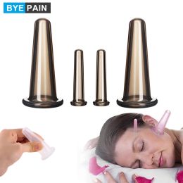 Masseur 4pcs tasse de massage de coupe en silicone naturel, pour le corps du col de massage des yeux