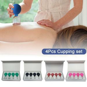 Massager 4 STKS Rubberen Massage Body Cups Vacuüm Cupping Glas Gezicht Huid Lifting Body Facial Cups Anti Cellulite Chinese Cupping Therapie Set