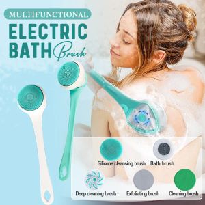 Massager 5 in 1 elektrisch badborstels USB Siliconen Back Scrubber 3 snelheden Roterende doucheborstel Massage Spa Waterdichte reinigingsborstel