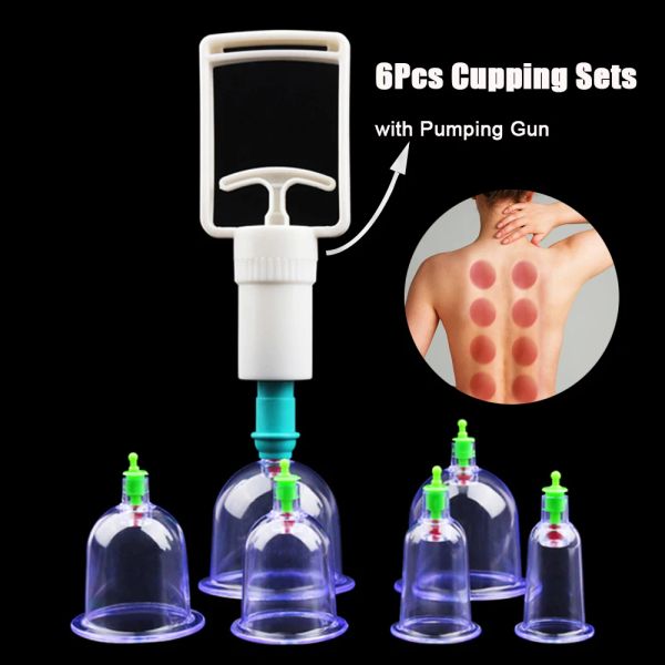 Masseur 6PCS Poupages sous vide Puppages avec pistolet à canon Sucs Back Massage Cup de corps Detox Détox
