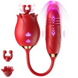 Masseur Aav Rose pour femmes, gode vibrateur de poussée avec 10 Modes de Vibration extensibles, stimulateur clitoridien de mamelon pour Couples