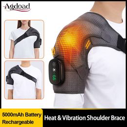 Massager AGDOAD Oplaadbare verwarmde schouderbrace voor dislocatie Schouderpijnverlichting Elektrische vibratiemassage Verwarming schouderkussen