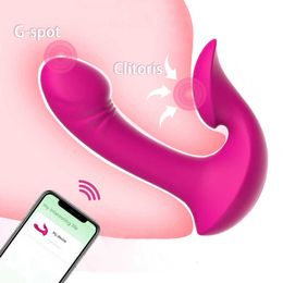 Vibromasseur Bluetooth avec application de massage pour femmes, stimulateur de Clitoris Vaginal, point G, gode réaliste, érotique pour adultes