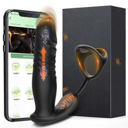 Massager App Controle Telescopische Anale Vibrator Penisring Bluetooth Masturbator voor Mannen Gay Butt Plug Mannelijke Prostaat Massage