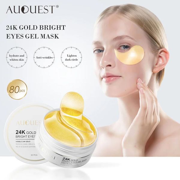 Masseur AUQUEST AntiAge masques pour les yeux 80 pièces 24K masque pour les yeux doré Patch pour les yeux réduire les rides cernes sacs pour les yeux patchs hydratants pour les yeux