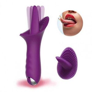 Masseur vibrateur automatique Stimulation forme de langue Massage étanche Silicone Couple Plug Anal Av fournitures pour adultes