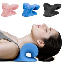 Masajeador cervical espina estiramiento muscular relajación tracción del cuello masaje de hombro almohadas cervicales alivio el dolor en la columna vertebral