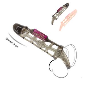 Massager Cock Extender Penis Sleeve Vibrator Uitbreiding Vibrerende Ring Herbruikbaar voor Mannen Erectie Audlt Product