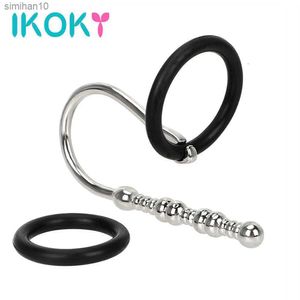 Masseur cockrings Sex Toys Ikoky Penis Plug Dispositif de chasteté masculine Sex Toys pour hommes Dilatateurs urétraux Cathéters en acier inoxydable Sons 3pcs / set L230518