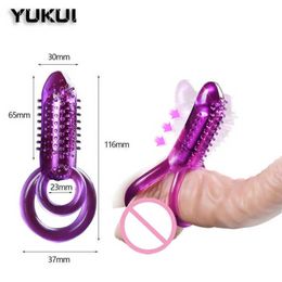 Masseur Double vibrant anneau de coq vibrateur délai Double anneaux pénis pour hommes prolongeant l'apogée améliorer la capacité produit