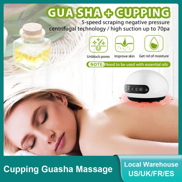 Masseur électrique corps ventouses grattage Massage affichage Lcd Guasha canettes sous vide ventouse chauffage brûleur de graisse minceur thérapie magnétique