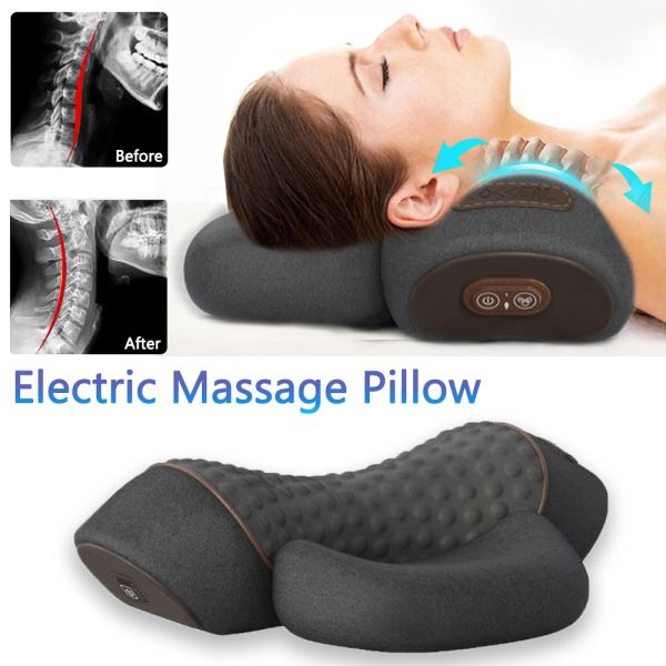 Masseur électrique massage oreiller vibration à chaud compresseur cervical masseur de traction spinale dispositif de massage du cou à l'épaule