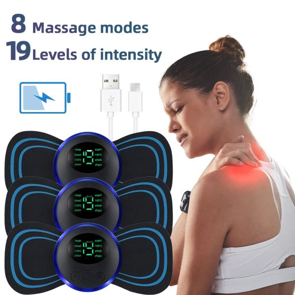 Masseur électrique masseur masseur EMS stimulateur de massage musculaire Instrument basse fréquence arrière Cervical Patches Pain Joints Mini Device