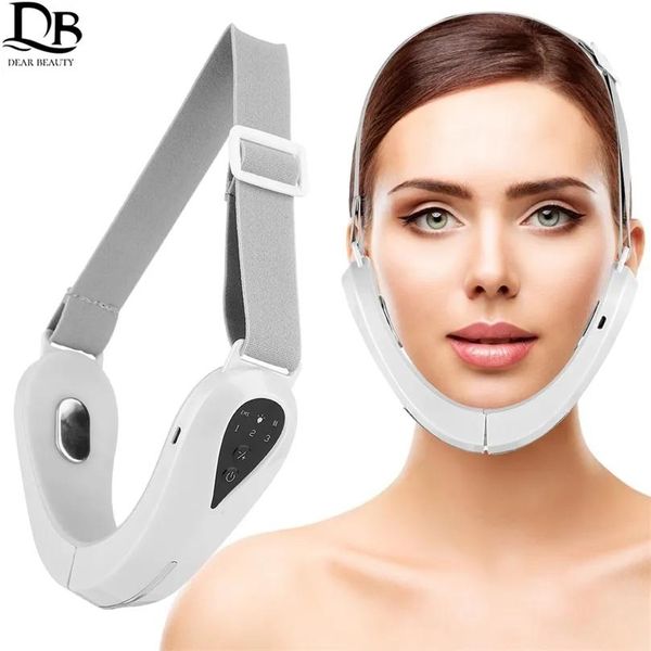 Masajeador EMS Masajeador VLine Chin Lift Belt Machine Cara Adelgazante Vibración Luz roja Luz azul LED Dispositivo de elevación facial 220426