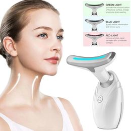 Massageador facial, máquina de elevação de alta frequência, massageador de pescoço, terapia de luz vermelha e azul, equipamento para endurecimento da pele e prevenção de rugas