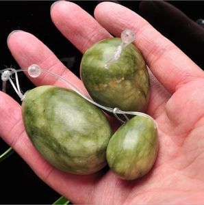 Piedras de masaje de Jade Natural, bolas vaginales de huevo Yoni, bola de masaje muscular para mujeres, ejercitador Kegel, Vagina de ajuste perforada