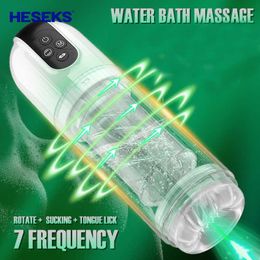 Massager Heseks Masturbatie Cup Roterende Zuigen Masturbator voor Mannelijke Automatische Likken Simulatie Full Body Waterdichte Mannen