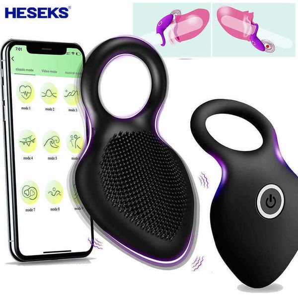 Masseur Heseks anneau de pénis vibrant stimulateur de Clitoris g Spot pour hommes avec contrôle d'application retard lécher vagin orgasme manchon vibrateur