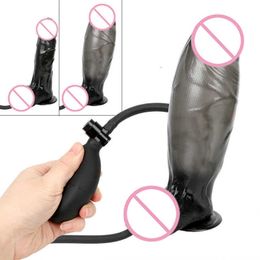 Massager Enorme Opblaasbare Dildo Zuignap Anale Plug Realistische Penispomp Big Butt Vaginale Stimulatie voor Vrouwen Vrouw