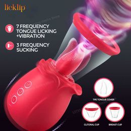 Masseur Licklip Rose vibrateur avec ventouse 7 Modes léchage 3 aspiration g Spot Clitoris stimulateur de mamelon pour les femmes