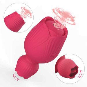 Masseur magique Rose vibrateur adulte pour femmes stimulateur de Clitoris avec léchage de langue mamelon Oral clitoridien outils Sexy étanche